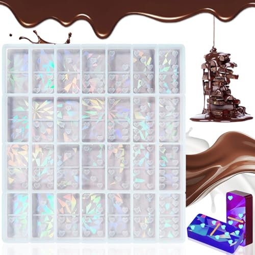 Holografisk chokladform silikon, holografiska chokladformer, tjocka former för återanvändbara gör-det-själv bakvaxsmälta, lättlöslig tjocklek