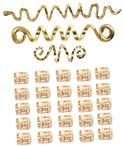 GALPADA 28pcs Vintage Hairpin Spiral Dreadlock Braiding Accessories Hair Jewelry for Braids Boho Festival Hair Accessories Cuffs and Charms