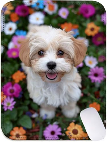 Mauspad Gänseblümchen Mousepad Klein 320x260, Mini Schreibtischunterlage Hund Mauspad Gaming mit Genähten Kanten, Wasserdicht rutschfest, Verbessert Präzision und Geschwindigkeit, PC Zubehör J2-100