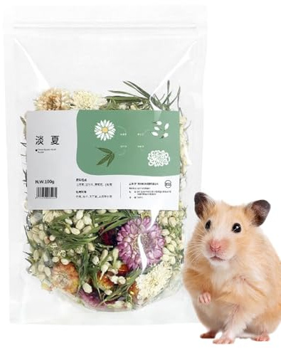 Dvärg hamster sängkläder, gerbil sängkläder, Natural Flower Pet Cage Decoration, Kreativ torkad blommor luktkontroll dvärg hamster livsmiljödekor