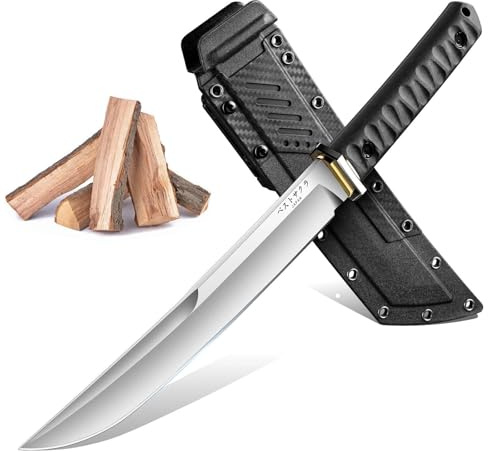 Freelander Großes Outdoor Messer Survival, Machete Scharf Echt Japanisch | Jagdmesser Feststehende Klinge aus D2 Stahl mit 6mm Klingenstärke, Outdoor Bushcraft Camping Messer mit Scheide