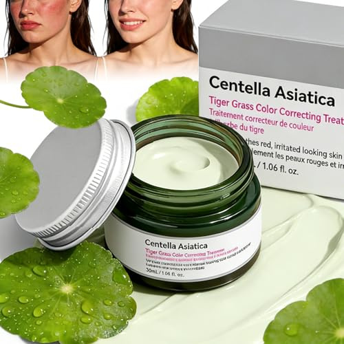 Colour Correcting Cream with Centella Asiatica, Green Colour Corrector for Face, Redness Neutralising Cream for Rosacea-Prone Skin, Hydrating Primer to Even Skin Tone