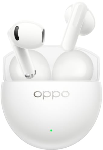 OPPO Enco Air5s True Wireless Earbuds Auricolari ANC Lunar White | Cancellazione del Rumore Adattiva in Tempo Reale, Design Ergonomico Semi-in-ear, Comfort Leggero da 3,9g, 48H di Riproduzione