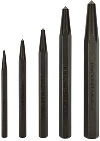 Mayhew Tools 62214 Center Punch, 5-Piece Set, Black Oxide Finish