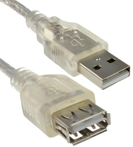kenable Lichtdurchlässig USB 2,0 Verlängerung Kabel A Zum A Weiblich Anschlusskabel 24AWG Ferrit 3 m [3 Meter/3m]