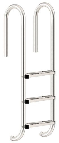 Zelsius Scaletta per Piscina V2A in Acciaio Inox | 50 x 26,5 - Argento | con Protezione Antiscivolo | scaletta per Piscina e Piscine