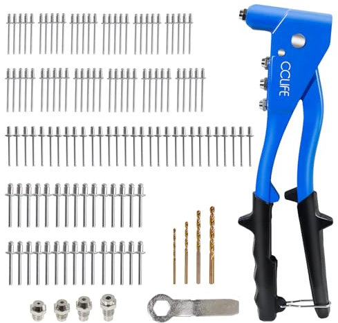 CCLIFE Nietenzange Set Blindnietzange Popnietenzange 120 tlg Blindnieten 4 tlg HSS Bohrer Nietzange Popnieten 2.4mm 3.2mm 4.0mm 4.8mm
