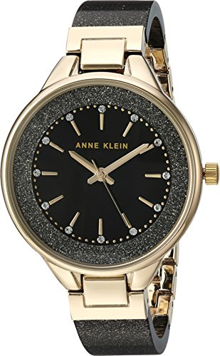 Anne KLEIN Damenuhr Trend schwarz-Gold mit Spangen-Armband