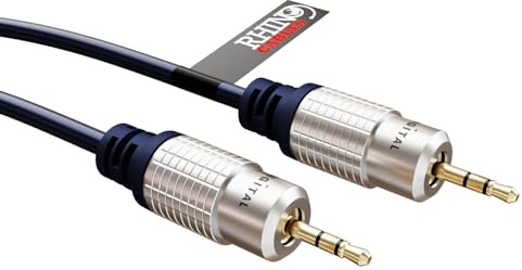 rhinocables - Premium Auxiliary OFC Jack Cable | Superior Audio with 24k Gold Connectors | Wide Compatibility | Ideal for Car Stereo, Bose Soundbar | Blue, 5m