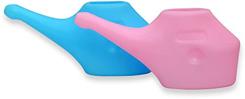 HealthGoodsEU 2er Set Reisetopf Neti Für Nasenreinigung, Neti Topf für Paare, Kompaktes Und Reisefreundliches Entwurf Mehrfarbig