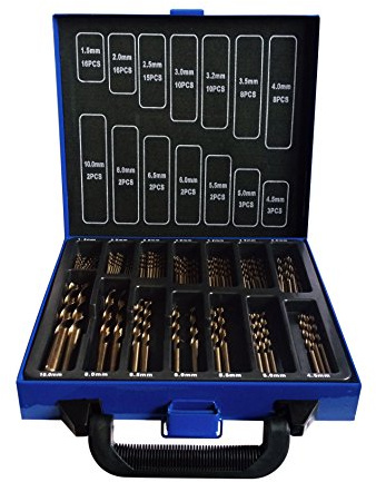Recubierto De Titanio 99 Pieza Juego de brocas/KIT EN CAJA DE METAL - HSS Madera Metal Plástico