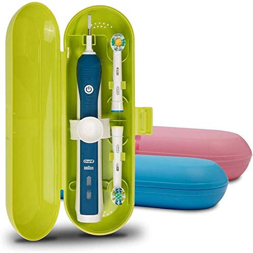 meilinkeji meilinkeji Reiseetui für elektrische Zahnbürsten aus Kunststoff für die Oral-B Pro-Serie, 3 Packungen Blau, Rosa und Grün