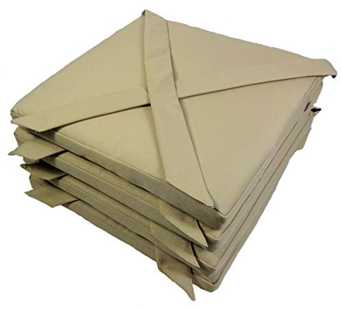 Rattani Set 4 x Stuhlkissen/Sitzkissen Marina Eckig mit Schleife 40 x 40 cm Dicke 5 cm, Fb. beige - Made in EU