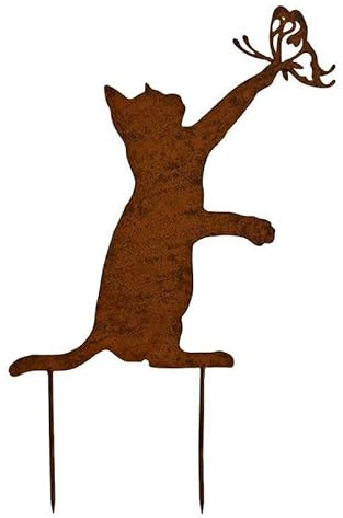 L'Héritier Du Temps Chat à Piquer en extérieur ou intérieur Décoration de Jardin Ombre Silhouette en Métal Oxydé 0,2x30x45cm