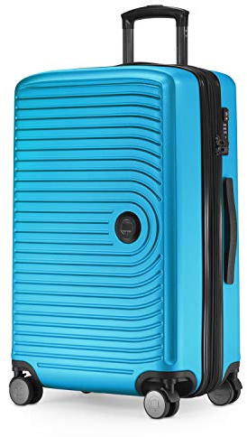 HAUPTSTADTKOFFER - MITTE - Valigia rigida media, estensibile, bagaglio con volume di espansione di 8 cm, TSA, 4 ruote a doppia ruota, 68 cm, 88 litri, Blu ciano