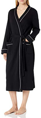 Amazon Essentials Women's Lightweight Waffle Full-Length Robe (Available in Plus Size), Black, M