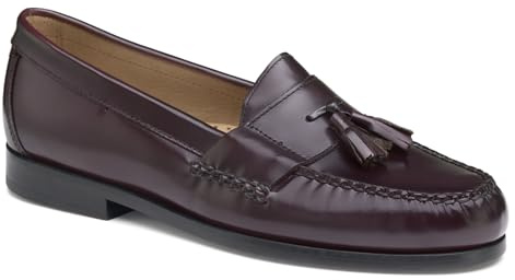 Johnston & Murphy Men's Hayes Tassel Loafer Dress Casual Shoe, Burgundy Polished Full Grain, 10.5