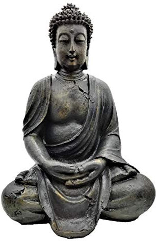 Buddha Figur 30,5 cm Vintage Grau Lotussitz