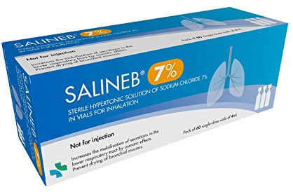 Salineb 7% Sterile Hypertonic Saline Solution 7% Sodium Chloride NaCl Vials for Inhalation 60 x 4ml Single-Dose Vials…