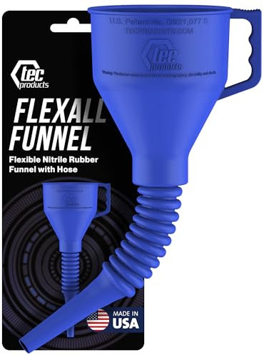 TEC Products FlexAll Entonnoir en caoutchouc flexible avec poignée, plusieurs tailles et couleurs, fabriqué aux États-Unis (grand, bleu)