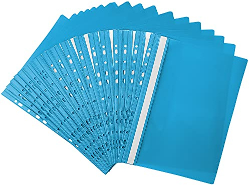 Netuno 20x Schnellhefter A4 Hellblau Kunststoffmappe mit Klarsichtdeckel Beschriftungsfeld gelocht Mappe Ordnung Büro Studium Archiv Aufbewahrung Dokumente