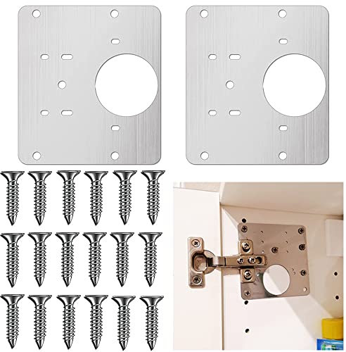 Scharnier Reparaturplatte, 2 Stück Edelstahl Scharnier Reparaturplatte, Schrank Scharnier Reparaturplatte, mit Befestigungsschrauben, für Küche, Schrank, Möbel, Regale