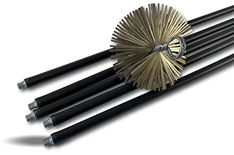 Kit de ramonage classique conduits non gainés | Hérisson acier plat | Ø 150 mm | 5 * 1,4 m | 5 cannes noires Ø 17mm creuses | Cheminées | Kibros 4KIT15ACO