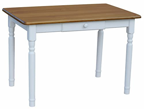 k koma Esstisch Küchentisch Tisch MASSIV Kiefer weiß Honig MIT SCHUBLADE - NEU Eiche (50 x 80)