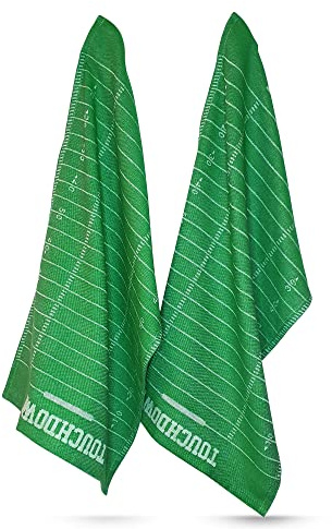 40YARDS American Football Geschirrtücher | 2er Set | 100% Baumwolle | 2 Geschirrtücher im Football Spielfeld Design | 65 x 40 cm | 200 g/m² | Küchentücher, American Football Deko & Geschenk