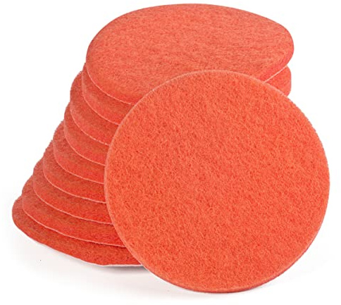 Wfix Kardborreband slipfleece för excenterslipmaskin 150 mm P600-700 fin – orange | 10 stycken | slipsvamp – poleringssvamp 150 mm för metall inklusive rostfritt stål, sten, trä, plast etc