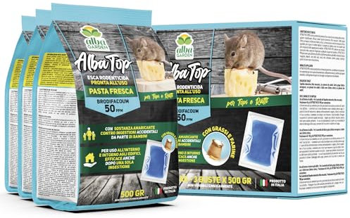 Albagarden - Veleno Per Topi - Confezione Risparmio 3 X 500 gr (1,5 Kg) - Potente Esca Topicida In Pasta Per Trappola Per Topi E Ultrasuoni - Per Ratti Di Ogni Dimensione