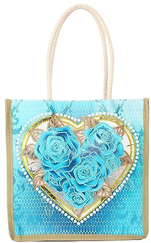 Återanvändbar shoppingväska DIY diamantmålning shoppingväska med handtag vikbar canvasväska diamantmålning kit axelväska dam handväskor för kvinnor flickor