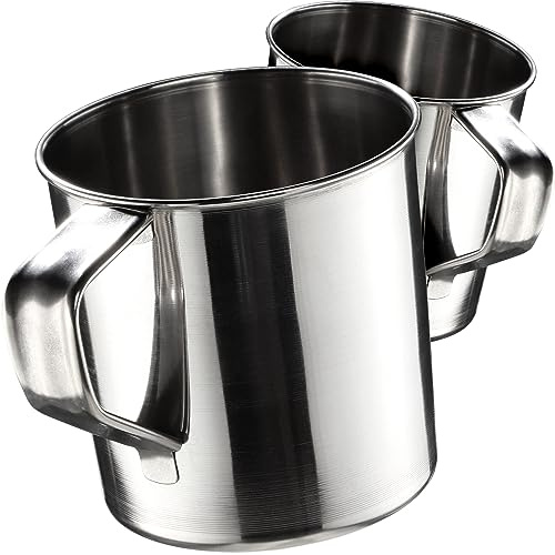 KADAX Mugg i rostfritt stål, resistent kaffekopp med handtag, okrossbar dryckeskopp, isolerad kopp, termosmugg för kaffe, te, juice och vatten (10 cm/2 stycken)