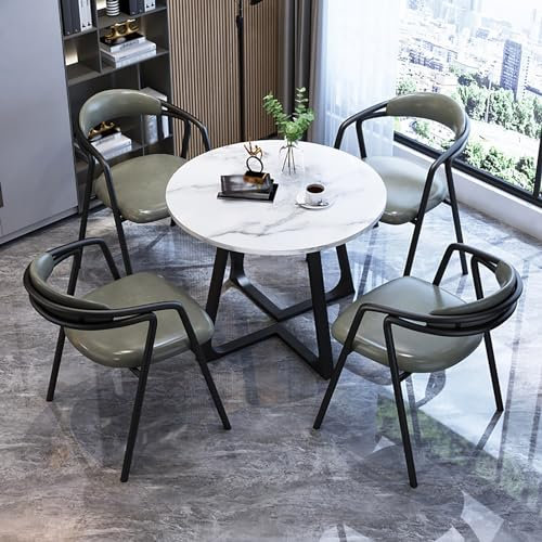 BYJSJY Büro-Empfangsraum-Clubtisch,Esstisch-Set,Runder Esstisch Mit 4 Stühlen Set,Besprechungstisch Mit Stühlen,Verhandlungstisch,80cm Meetings Kleine Runde Tische,Platzsparende (Size : A3)