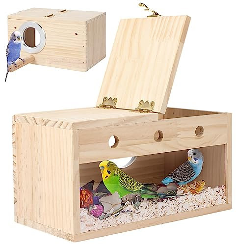 Kapmore Transparent Sittich Nistkasten Holz Vogelhaus Brutlebensraum für Nymphensittiche Wellensittiche Wellensittiche