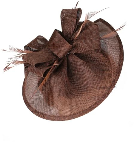 Damen-Fascinator mit Federn, Vintage-Stil, für Hochzeit, Party, eleganter Fascinator, Haar-Accessoires, braun, Approx28cm