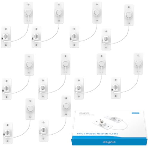 eSynic 10 Pack Window Locks for Upvc Window Durable Window Locks Child Safety No Drilling Strong Self Adhesive Window Safety Restrictor 2 Way Installation Window Security Lock with Screw for Home etc