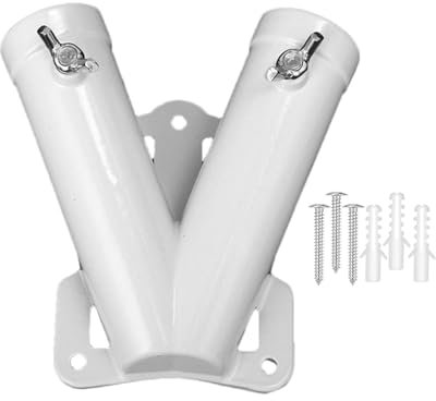 Support De Mât De Drapeau Double En Métal En Forme De V, Support Mural Pour Mât De Drapeau, Rehmanniae, Pour Extérieur (Jardin, Porche, Balcon), Patriotique