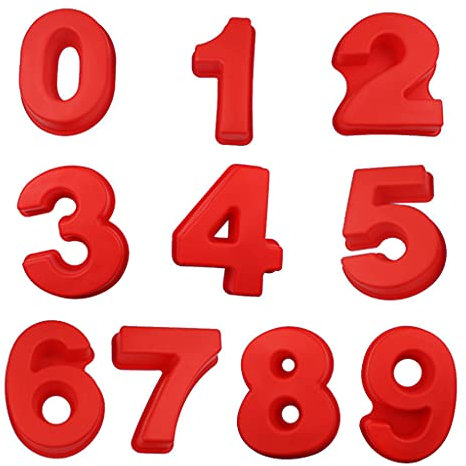 Lodoot Lot de 10 moules en silicone numériques extra larges de 0 à 9 en résine époxy pour gâteaux