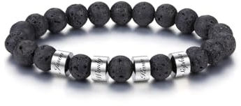 PiercingJak Perlenarmband mit Namen Herren Armband Gravur 1-5 Name Männer Perlen Armbänder 8mm Edelsteine Heilsteine Spiritueller Schmuck Personalisierte Geschenke für Mann