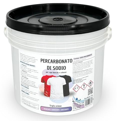 acquaverde | Percarbonato di Sodio Puro 3 Kg, Smacchiante, Sbiancante ed Igienizzante, Ecologico per il Bucato da 100 a 500 Lavaggi, Smacchiatore Bucato Efficace