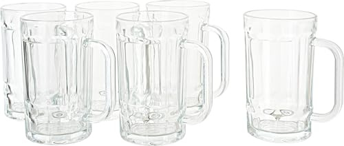 VBS Bierkrug, 6 Stück, ca. 300 ml – Robuste Glaskrüge für Bier, perfekt für Feiern, Feste und Dekoration, langlebige Trinkgläser für Getränke, ideal für DIY-Projekte oder Geschenkideen