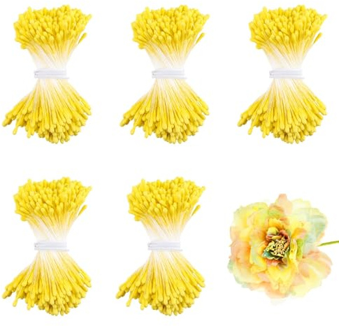 XRXYMQ Blütenstempel 1750 Stück Gelb Doppelkopf DIY Bastelset | Blütenstempel mit Doppelkopf, flexibel und formbar, ideal für DIY Blumen, Sträuße, Scrapbooking und kreative Bastelarbeiten