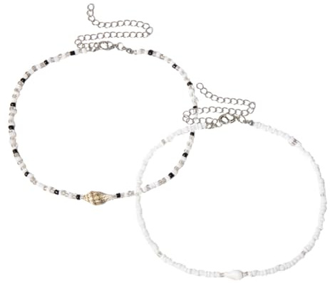 WOFASHPURET 2 Stück Muschelkette Mit Perlen Choker Halsketten Perlenkette Für Damen Im Stil Des Freien Lebens Strand Perlenarmbänder Sommerkette Trendige Halsketten Für Teenager-mädchen