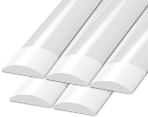 Ledvion 5er Set Feuchtraumleuchte LED 60cm 15W 2400lm 6500K IP20 | Koppelbar fuer Garage Werkstatt Keller und trockene Innenraeume mit einfacher Montage