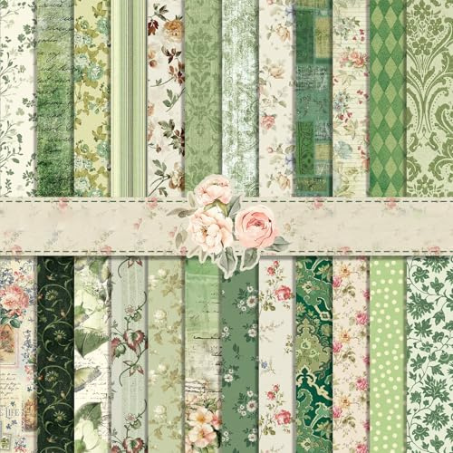 MerwDeeyt Scrapbook Papier Bastelpapier mit Blumen und Blatt Muster