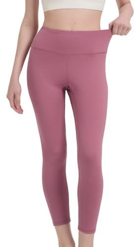 HYCOPROT Hög Midja Magkontroll Dam Yogabyxor Träningstights | Silkeslen, Ogenomskinlig, Stretchig, 4-Vägsstretch, Fukttransporterande, Creamlush Serie, Sportbyxor, för Löpning Fitness Gym