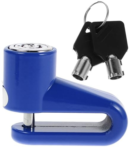 GARVALON Candado Antirrobo de Disco Mini Portátil Azul, Bloqueo de Seguridad para Bicicleta, Moto y Scooter, Sistema de Alarma, Compatible Frenos de Disco, Uso Urbano Montaña