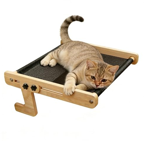 Amaca per gatti a doppio strato per davanzale, da appendere al comodino per animali domestici, robusto per tutte le stagioni, facile da regolare per davanzale, comodino, cassetto armadio