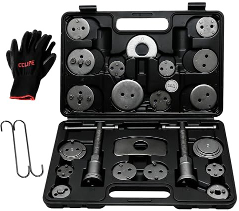 CCLIFE 13 pièces Repousse Piston de Frein - Outils pour Changer des disques et Plaquettes de Voiture (Modèle de Base+Une Paire de Gants+Deux Crochets)